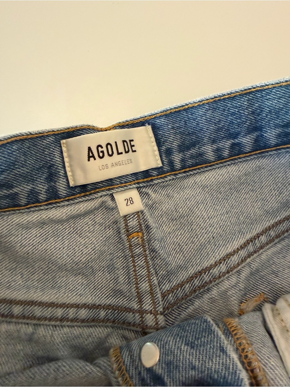 Agolde Light Blue Distressed Denim Cutoff Shorts - Picture 2 of 3